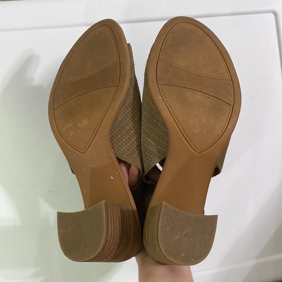 Franco Sarto Helix sling back chunky heel peep toe sandal perforated sides sz 8 - Picture 6 of 9